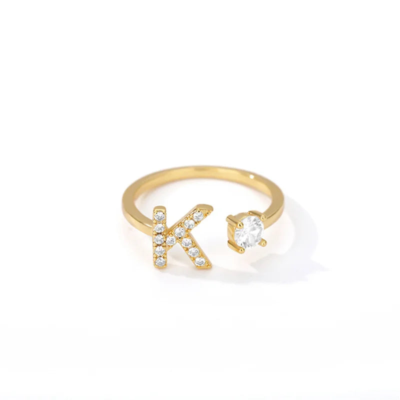 Anel Life Feminino Personalizado Inicial + Joia Cravejada