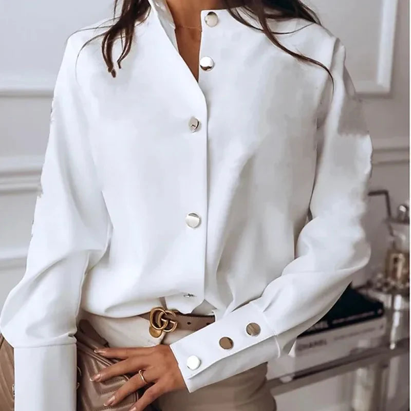Camisa Feminina Social com Botões Dourados - Diana